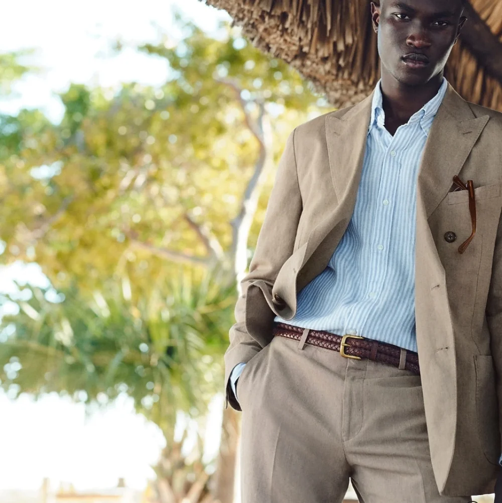 J Crew Ludlow Slim-fit double-breasted suit jacket in Irish cotton-linen blend